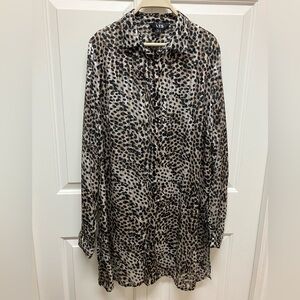Long Tall Sally leopard print long blouse or tunic, long sleeve, brown, 12